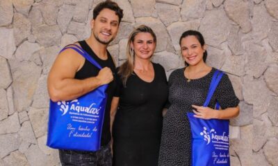 Ex BBB Kamilla Salgado e Elieser Ambrosio com a empresária Gislaine - Foto: Thiago Duran / Divulgação
